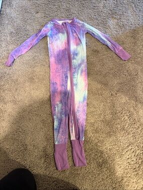 Little Sleepies Pastel Purple Tie-Dye Zip One-Piece Footie